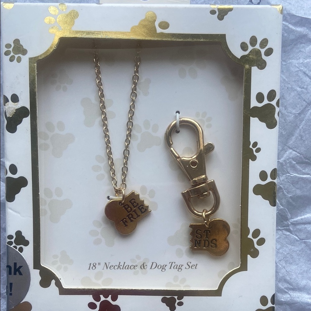 Gold Necklace and Dog Tag Set